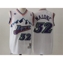 Utah Jazz #32 Karl Malone White Throwback Stitched NBA Jersey