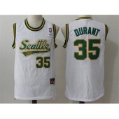 Seattle Supersonics #35 Kevin Durant White Throwback Stitched NBA Jersey