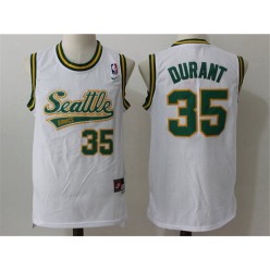 Seattle Supersonics #35 Kevin Durant White Throwback Stitched NBA Jersey