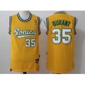 Seattle Supersonics #35 Kevin Durant Yellow Throwback Stitched NBA Jersey