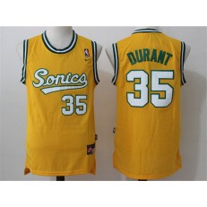 Seattle Supersonics #35 Kevin Durant Yellow Throwback Stitched NBA Jersey
