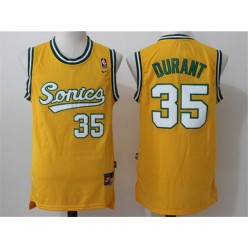 Seattle Supersonics #35 Kevin Durant Yellow Throwback Stitched NBA Jersey