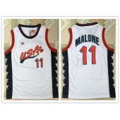 Nike Team USA 11 Karl Malone White 1996 Dream Team Stitched NBA Jersey