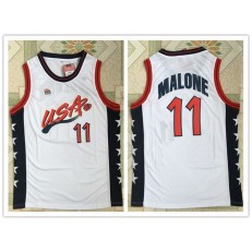 Nike Team USA 11 Karl Malone White 1996 Dream Team Stitched NBA Jersey