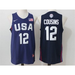 Nike Team USA 12 DeMarcus Cousins Navy Blue 2016 Dream Team Stitched NBA Jersey