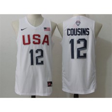 Nike Team USA 12 DeMarcus Cousins White 2016 Dream Team Game NBA Jersey