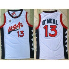 Nike Team USA 13 Shaquille O'Neal White 1996 Dream Team Stitched NBA Jersey