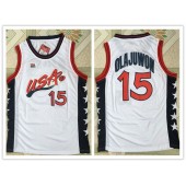 Nike Team USA 15 Hakeem Olajuwon White 1996 Dream Team Stitched NBA Jersey