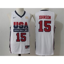 Nike Team USA 15 Magic Johnson White 2012 USA Basketball Retro Stitched NBA Jersey