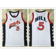 Nike Team USA 5 Grant Hill White 1996 Dream Team Stitched NBA Jersey