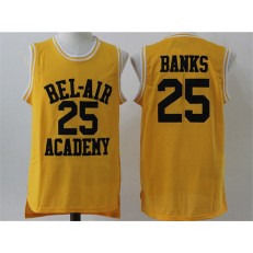 Movie Bel Air Academy #25 Banks Gold Stitched Basketball Jersey