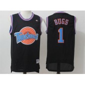 Movie Space Jam Tune Squad #1 Bugs Bunny Black Stitched Basketball Jersey