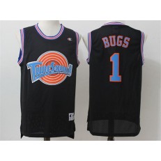 Movie Space Jam Tune Squad #1 Bugs Bunny Black Stitched Basketball Jersey