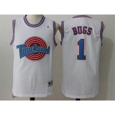 Movie Space Jam Tune Squad #1 Bugs Bunny White Stitched Basketball Jersey