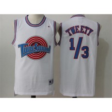 Movie Space Jam Tune Squad #1/3 Tweety White Stitched Basketball Jersey