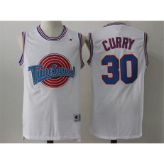 Movie Space Jam Tune Squad #30 Stephen Curry White Stitched Basketball Jersey