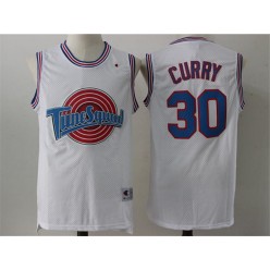 Movie Space Jam Tune Squad #30 Stephen Curry White Stitched Basketball Jersey