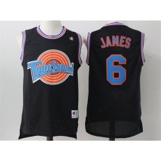 Movie Space Jam Tune Squad #6 James Black Stitched Basketball Jersey