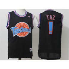 Movie Space Jam Tune Squad #! Taz Black Stitched Basketball Jersey