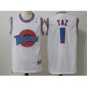 Movie Space Jam Tune Squad #! Taz White Stitched Basketball Jersey