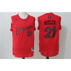 Chicago Bulls 21 Jimmy Butler Red Christmas Edition Stitched NBA Jersey