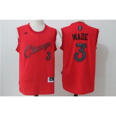 Chicago Bulls 3 Dwyane Wade Red Christmas Edition Stitched NBA Jersey