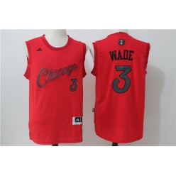 Chicago Bulls 3 Dwyane Wade Red Christmas Edition Stitched NBA Jersey