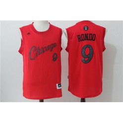 Chicago Bulls 9 Rajon Rondo Red Christmas Edition Stitched NBA Jersey
