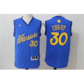 Golden State Warriors 30 Stephen Curry Blue Christmas Edition Stitched NBA Jersey