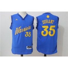 Golden State Warriors 35 Kevin Durant Blue Christmas Edition Stitched NBA Jersey