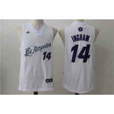 Los Angeles Lakers 14 Brandon Ingram White Christmas Edition Stitched NBA Jersey