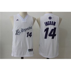 Los Angeles Lakers 14 Brandon Ingram White Christmas Edition Stitched NBA Jersey