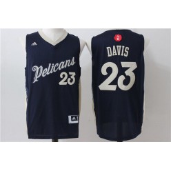 New Orleans Pelicans 23 Anthony Davis Navy Blue 2015 Christmas Edition Stitched NBA Jersey