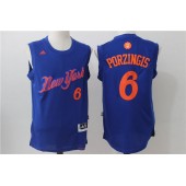 New York Knicks 6 Kristaps Porzingis Royal Christmas Edition Stitched NBA Jersey