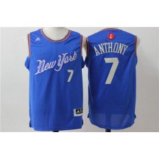 New York Knicks 7 Carmelo Anthony Blue 2015 Christmas Edition Stitched NBA Jersey