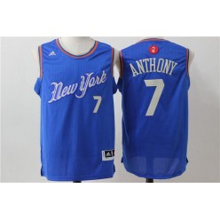 New York Knicks 7 Carmelo Anthony Blue 2015 Christmas Edition Stitched NBA Jersey