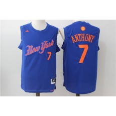 New York Knicks 7 Carmelo Anthony Royal Christmas Edition Stitched NBA Jersey