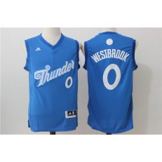Oklahoma City Thunder 0 Russell Westbrook Blue Christmas Edition Stitched NBA Jersey