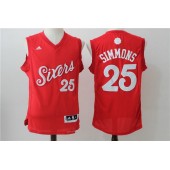 Philadelphia 76ers 25 Ben simmons Red Christmas Edition Stitched NBA Jersey