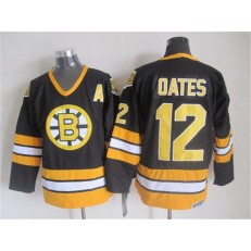 Boston Bruins #12 Adam Oates Black Yellow CCM Throwback Stitched NHL Jersey