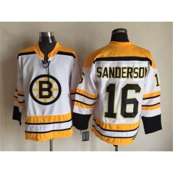 Boston Bruins #16 Sanderson CCM Throwback White Stitched NHL Jersey