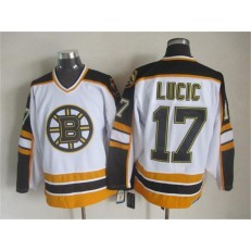Boston Bruins #17 Milan Lucic White Black CCM Throwback Stitched NHL Jersey