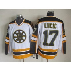 Boston Bruins #17 Milan Lucic White Black CCM Throwback Stitched NHL Jersey