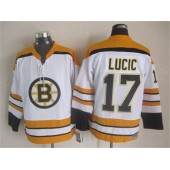 Boston Bruins #17 Milan Lucic White CCM Throwback Stitched NHL Jersey