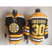 Boston Bruins #30 Cheevers Black CCM Throwback Stitched NHL Jersey