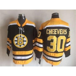 Boston Bruins #30 Cheevers Black CCM Throwback Stitched NHL Jersey