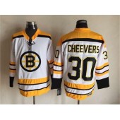 Boston Bruins #30 Cheevers CCM Throwback White Stitched NHL Jersey