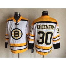 Boston Bruins #30 Cheevers CCM Throwback White Stitched NHL Jersey