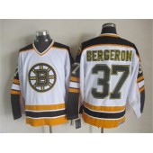 Boston Bruins #37 Patrice Bergeron White Black CCM Throwback Stitched NHL Jersey