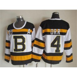 Boston Bruins #4 Bobby Orr White CCM Throwback 75TH Stitched NHL Jersey